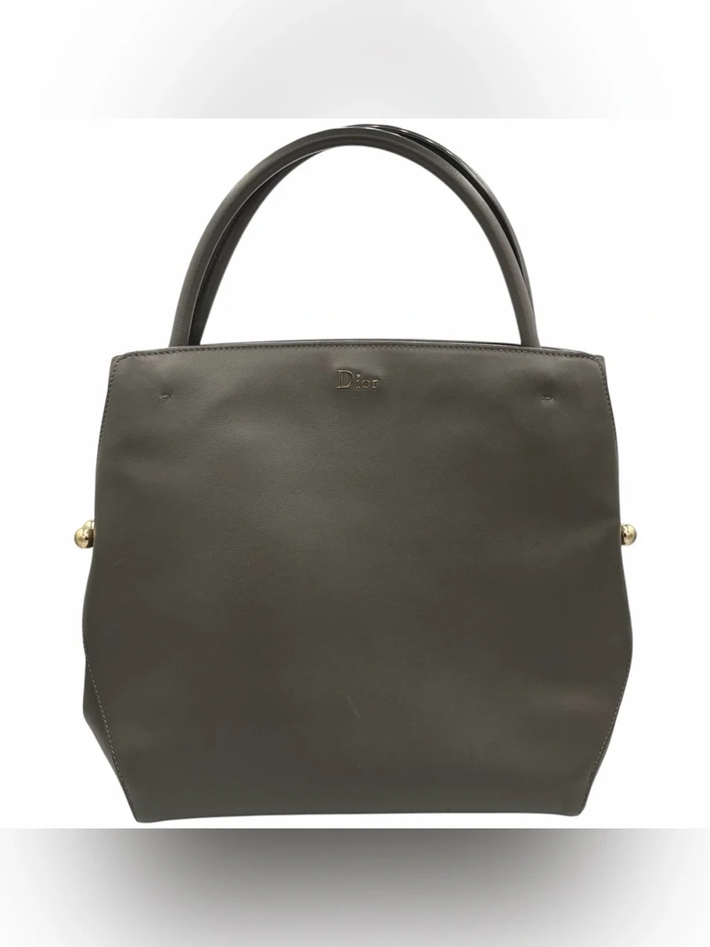 Christian Dior Bar Tote Bag in Smooth Gray Calfskin Leather